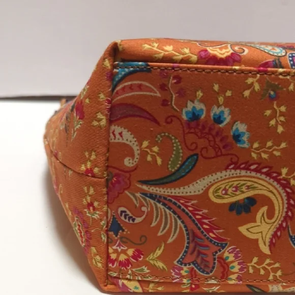 Talbots Purse Paisley faux Tortoise Shell handles & Beads - Picture 9 of 13